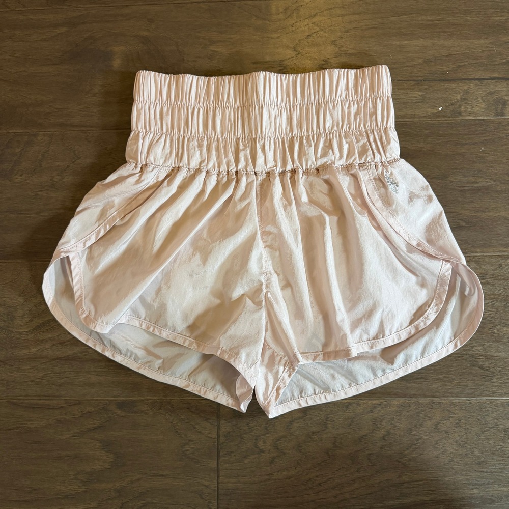 FP Movement The Way Home Shorts Pale Pink High Rise Smocked Waist Small